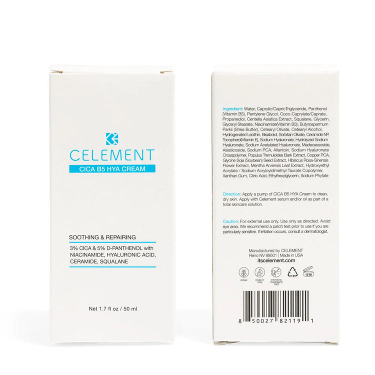 Clement Cica B5-Hya Cream packaging with text and branding on a white background
