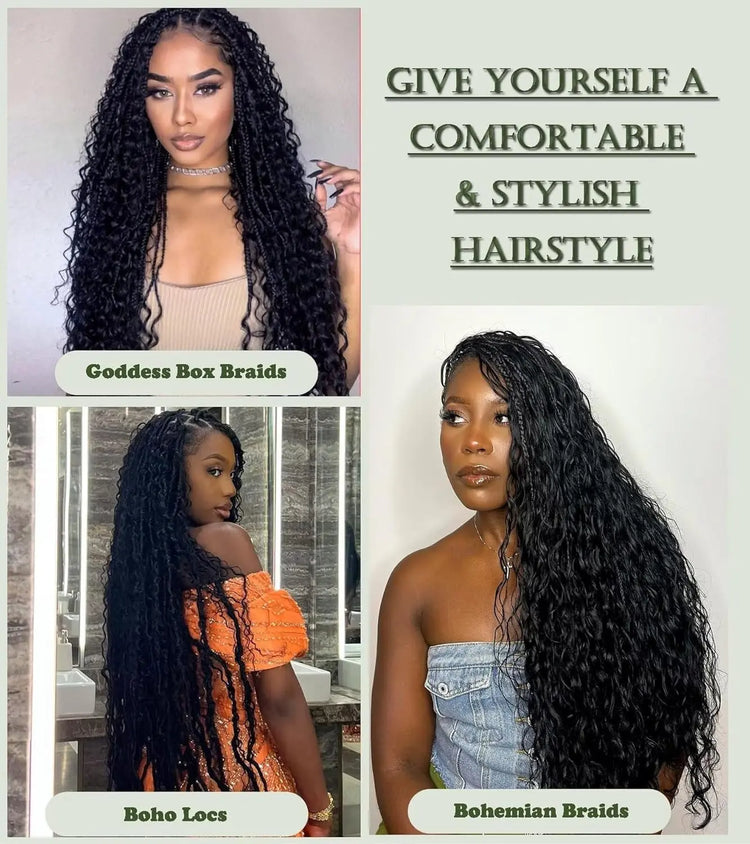 Human Braiding Hair 100G 24 Inch Bulk Deep Wave Human Hair for Braiding Boho Braids Human Hair for Bohemian Knotless Braids Micro Braiding Hair No Weft Human Hair Extensions Natural Black