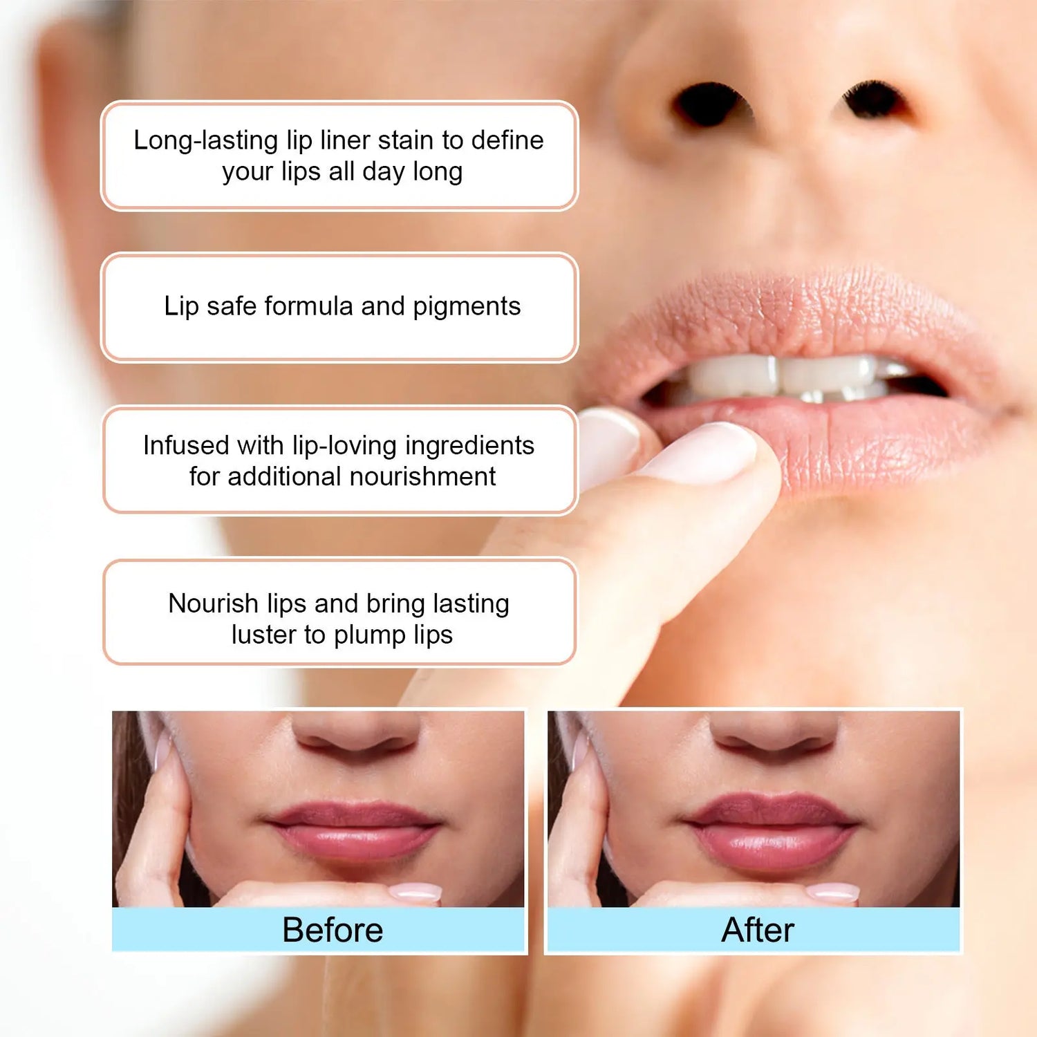 (NEW) Lip stain, Lip Liner - waterproof - Hello Juno featuring Glowing Beauty Skin Essentials