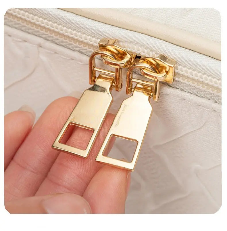 (NEW) White Premium Large Capacity Travel Makeup Bag - Hello Juno featuring Glowing Beauty Skin Essentials