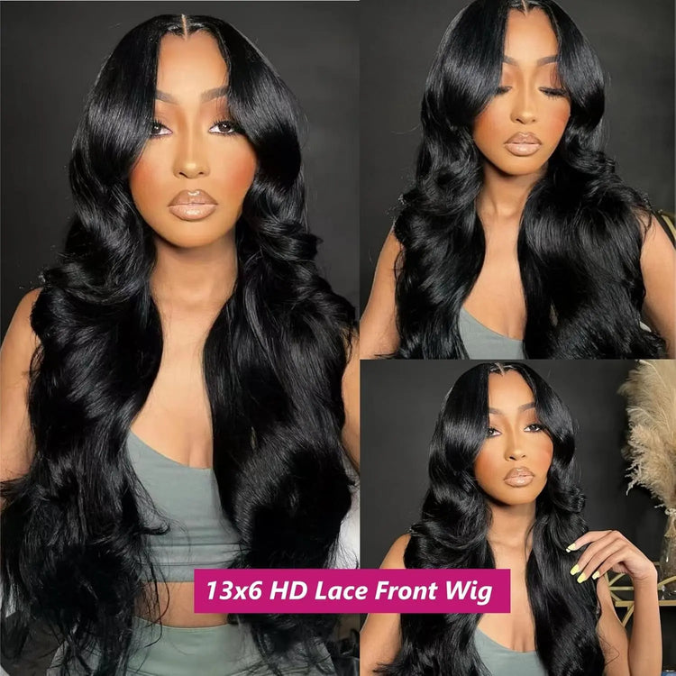 13X6 Lace Front Wigs Human Hair 200 Density Body Wave HD Lace Front Wigs Human Hair 13X6 HD Lace Frontal Glueless Wigs Human Hair Pre Plucked Brazilian Virgin Human Hair Wig for Women (28 Inch)