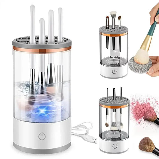 USB Electric Makeup Brush Cleaner – 3-in-1 Portable Washer, Dryer & Drying Rack for Quick, Effortless Brush Cleaning