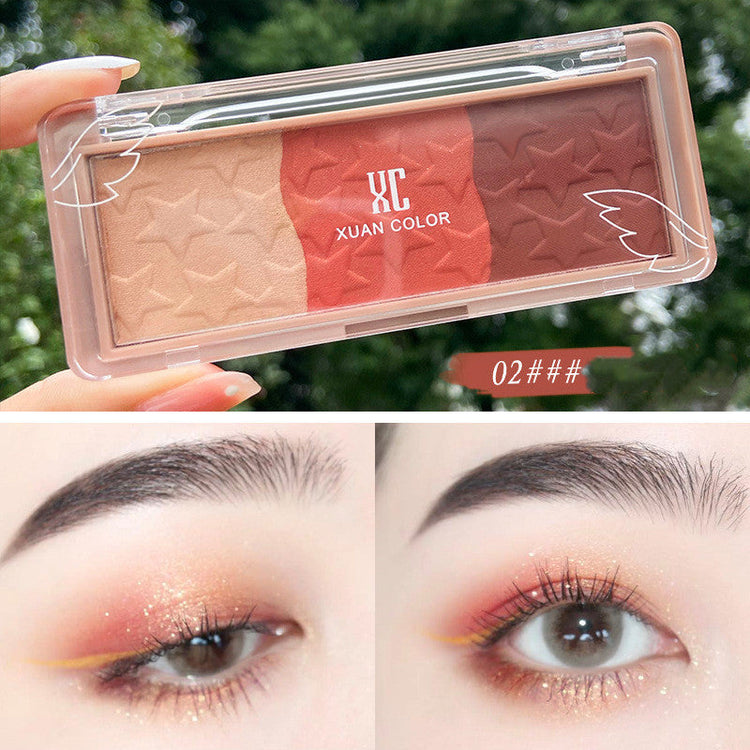 Three-Color Gradient Pearl Eye Shadow Glowing Skin Beauty Essentials