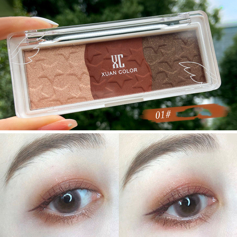 Three-Color Gradient Pearl Eye Shadow Glowing Skin Beauty Essentials