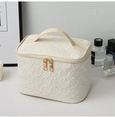 (NEW) White Premium Large Capacity Travel Makeup Bag - Hello Juno featuring Glowing Beauty Skin Essentials