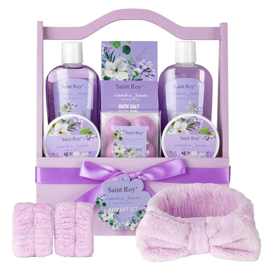 Spa Gift Baskets for Women - 13Pcs Lavender Jasmine Luxury Spa Gift Set with Nourishing Birthday Gifts for Women, Mothers Day Gifts, Gift Set Bath Spa Basket, Women Valentine&