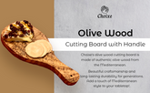 (NEW) Gift Idea - Original Olive Wood Cutting Board with Handle DC-Choixe