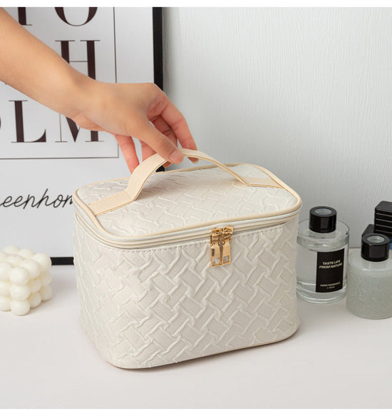 (NEW) White Premium Large Capacity Travel Makeup Bag Glowing Skin Beauty Essentials