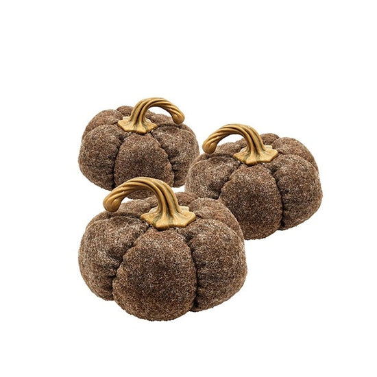 (FALL) Pumpkin Decor, (3) - 8.3x8.3x5.5 Brown Glowing Skin Beauty Essentials