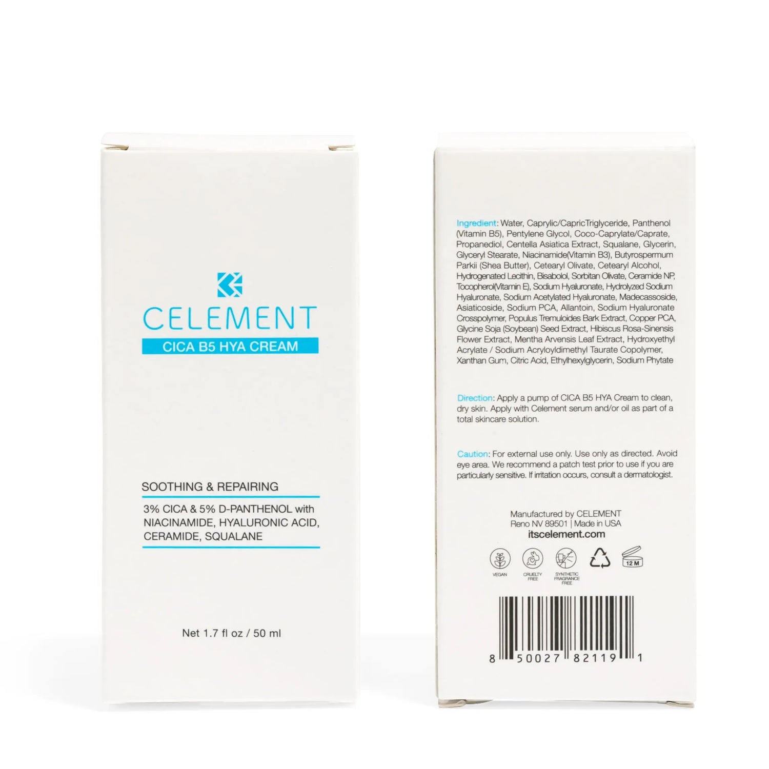 Clement Cica B5-Hya Cream packaging with text and branding on a white background