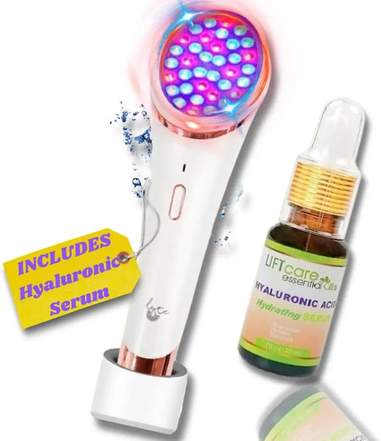 Lyte Wireless 2.0 Duo Red & Blue LED Light Therapy for Face Includes Hyaluronic Serum Automatic Red and Blue LED Light Therapy Wrinkle Reduction Device