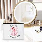 Pig Gifts for Pig Lovers, Travel Cosmetic Bags Portable Makeup Zipper Pouch, Cute Pig Socks, Pigs Writing Gel Ink Pen & Mini round Mirror, Christmas, Thanksgiving, Birthday Gifts for Girls Women