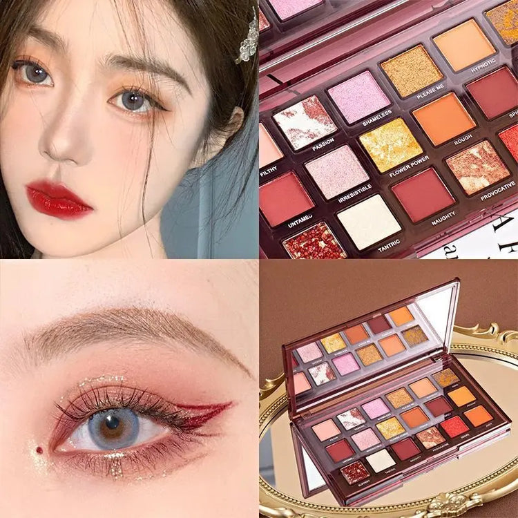 (NEW) Makeup Palette 18 Color Eye Shadow Matte - eye, multicolor - Hello Juno featuring Glowing Beauty Skin Essentials