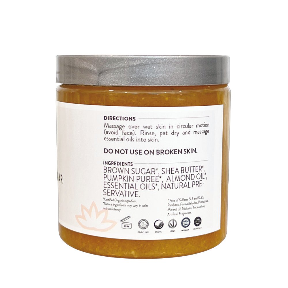 Organic Pumpkin Shea Sugar Body Scrub - fall, face, skin, trending DC-Glimmer Goddess®
