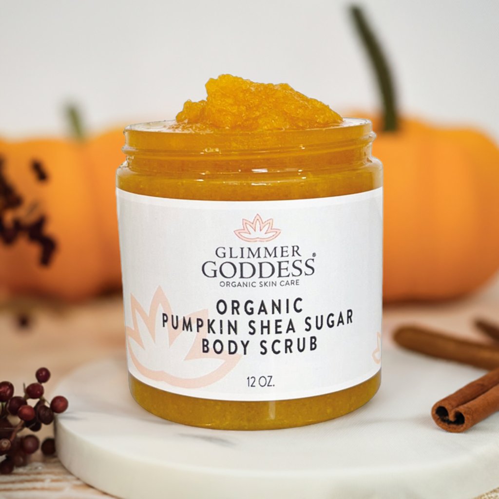 Organic Pumpkin Shea Sugar Body Scrub - fall, face, skin, trending DC-Glimmer Goddess®